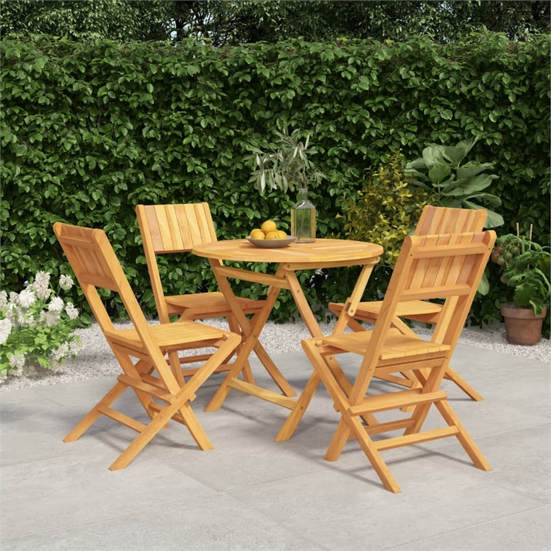 Bowery Hill Solid Teak Wood Medium Durable Garden Dining Set in Teak/Brown
