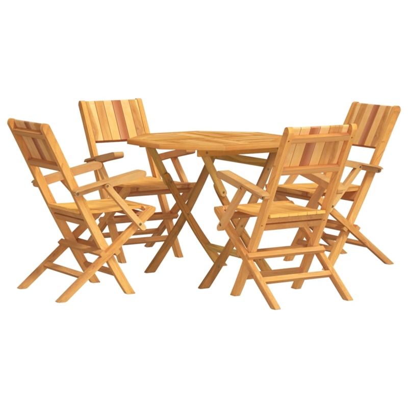 Bowery Hill Solid Teak Wood Medium Foldable Garden Dining Set in Teak/Brown