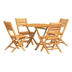 Bowery Hill Solid Teak Wood 5 Piece Garden Dining Set in Natural Teak/Brown