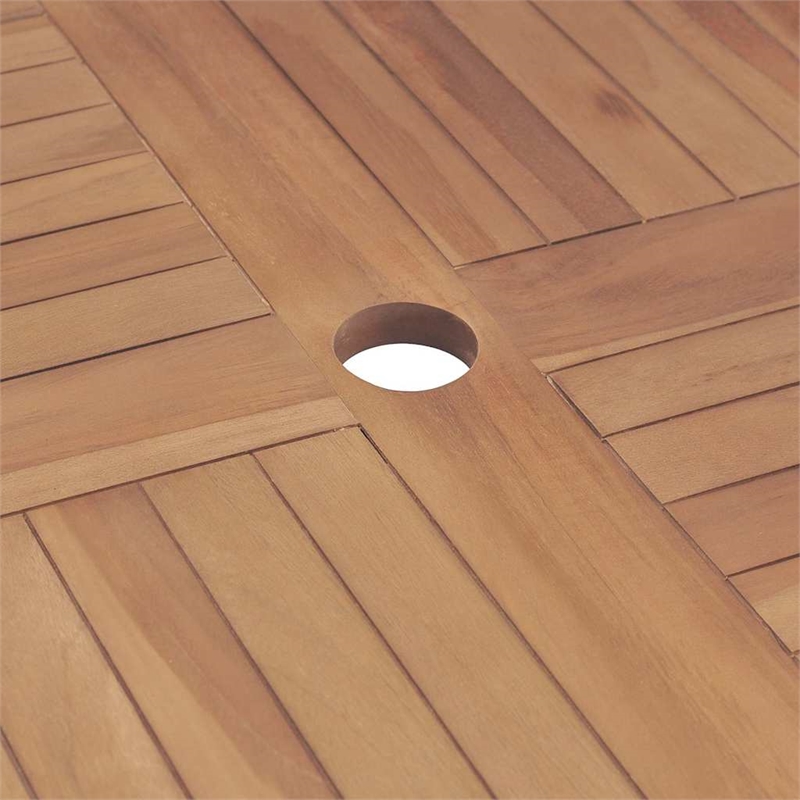 Bowery Hill Teak Wood Medium Foldable Garden Dining Set in Natural Teak/Brown