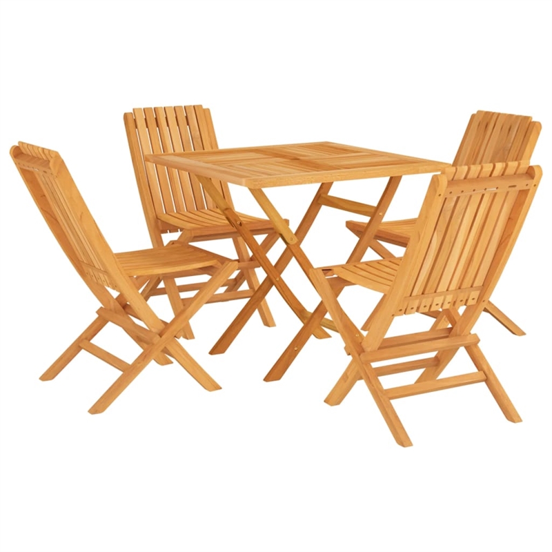 Bowery Hill Teak Wood Standard Foldable Garden Dining Set in Natural Teak/Brown