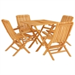 Bowery Hill Solid Teak Wood 5 Piece Foldable Garden Dining Set in Brown