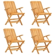 Bowery Hill Solid Teak Wood 5 Piece Foldable Garden Dining Set in Brown