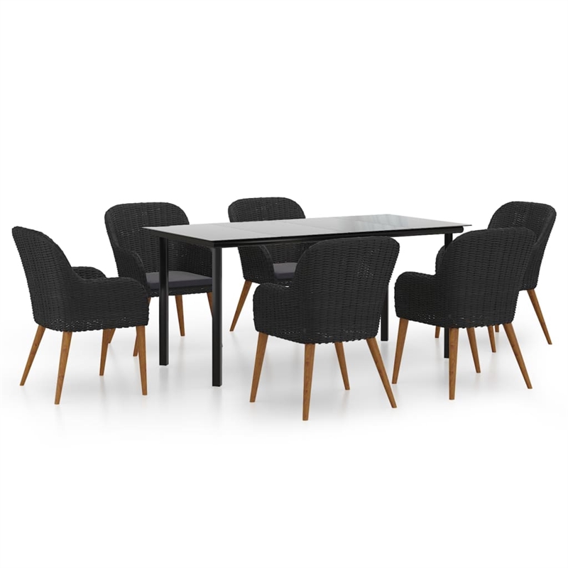 Bowery Hill Powder-Coated Steel Large Durable Garden Dining Set in Black