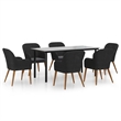 Bowery Hill Powder-Coated Steel Large Durable Garden Dining Set in Black