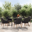 Bowery Hill Powder-Coated Steel Large Durable Garden Dining Set in Black