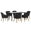 Bowery Hill Powder-Coated Steel Large Durable Garden Dining Set in Black