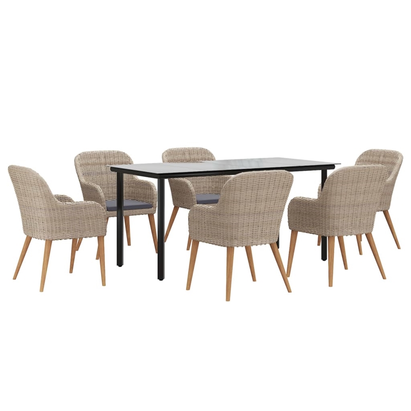 Bowery Hill Poly Rattan Medium Ergonomic Dining Set in Brown
