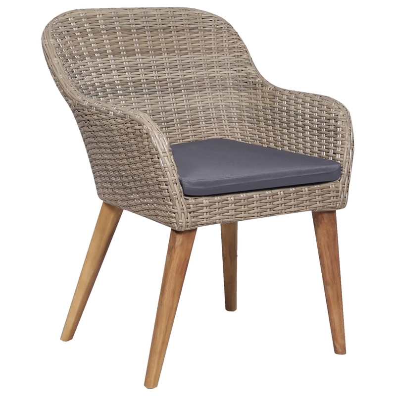 Bowery Hill Poly Rattan Medium Ergonomic Dining Set in Brown