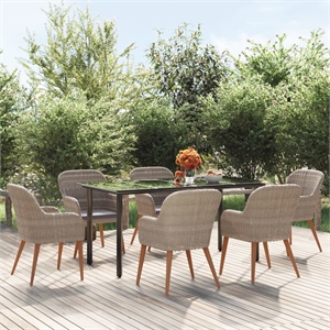 Bowery Hill Poly Rattan Medium Ergonomic Dining Set in Brown