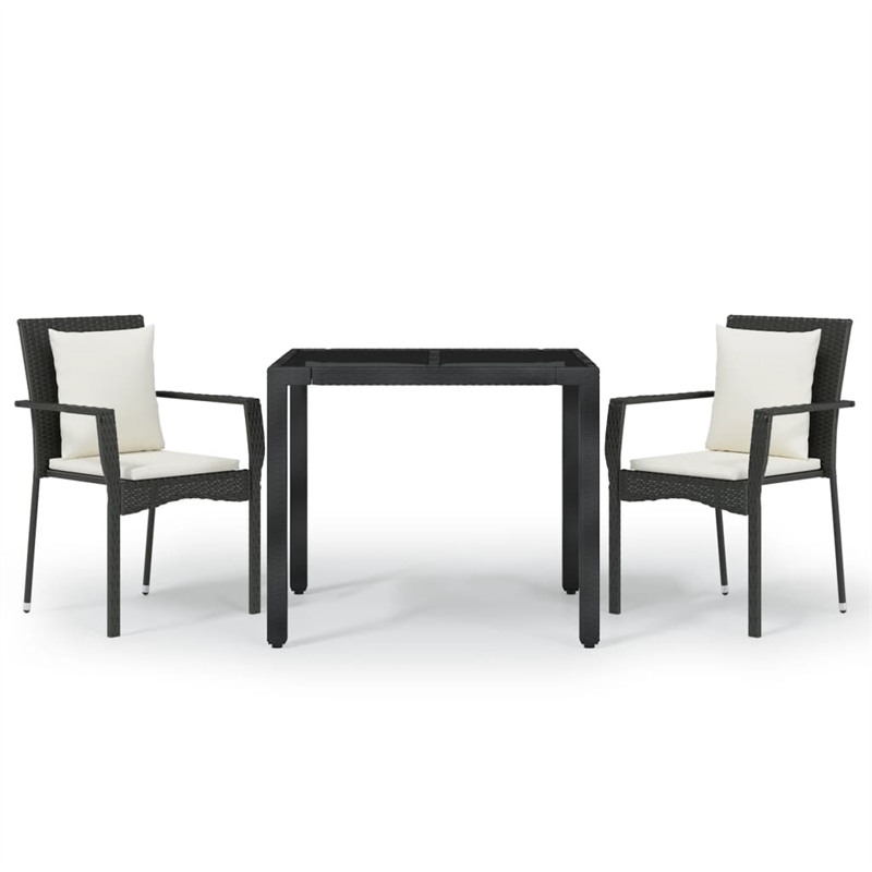 Bowery Hill Contemporary Garden Dining Set in Black and Cream White