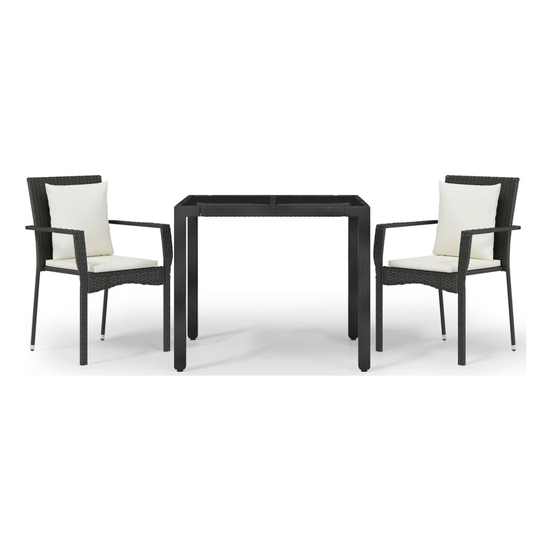 Bowery Hill Contemporary Garden Dining Set in Black and Cream White