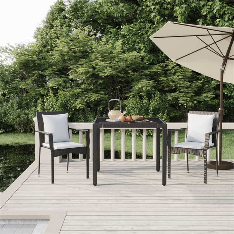 Bowery Hill Contemporary Garden Dining Set in Black and Cream White