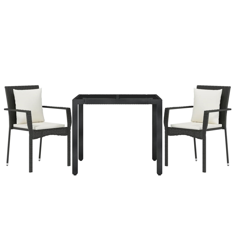 Bowery Hill Contemporary Garden Dining Set in Black and Cream White