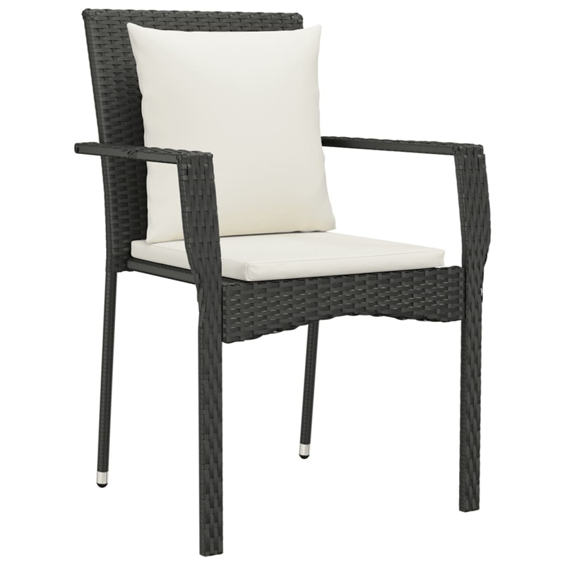 Bowery Hill Contemporary Garden Dining Set in Black and Cream White