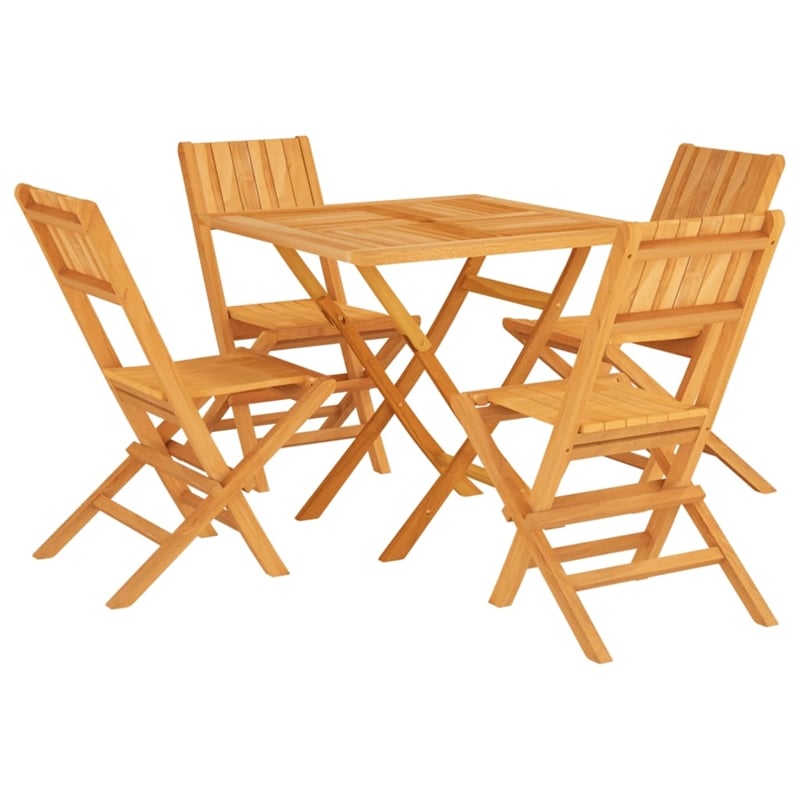 Bowery Hill Solid Teak Wood Standard Foldable Garden Dining Set in Brown