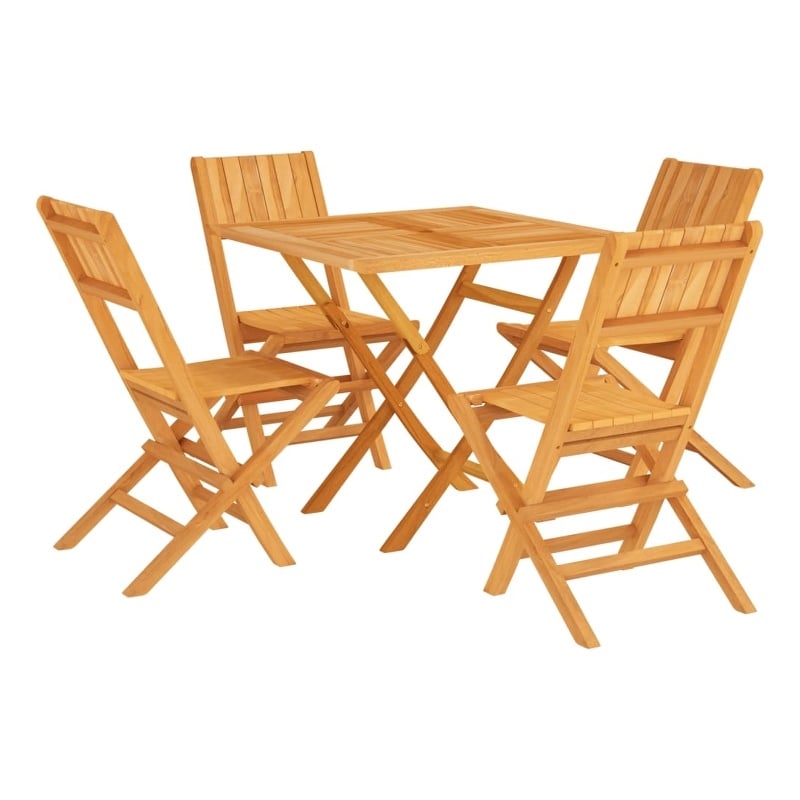 Bowery Hill Solid Teak Wood Standard Foldable Garden Dining Set in Brown