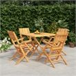 Bowery Hill Solid Teak Wood 5 Piece Foldable Garden Dining Set in Teak