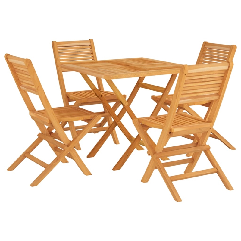Bowery Hill Solid Teak Wood Medium Foldable Garden Dining Set in Natural Teak