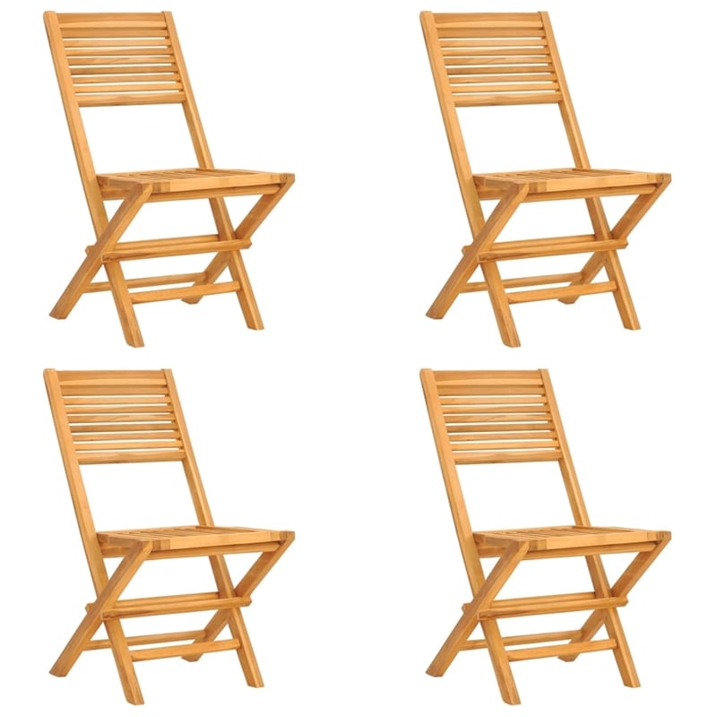 Bowery Hill Solid Teak Wood Medium Foldable Garden Dining Set in Natural Teak