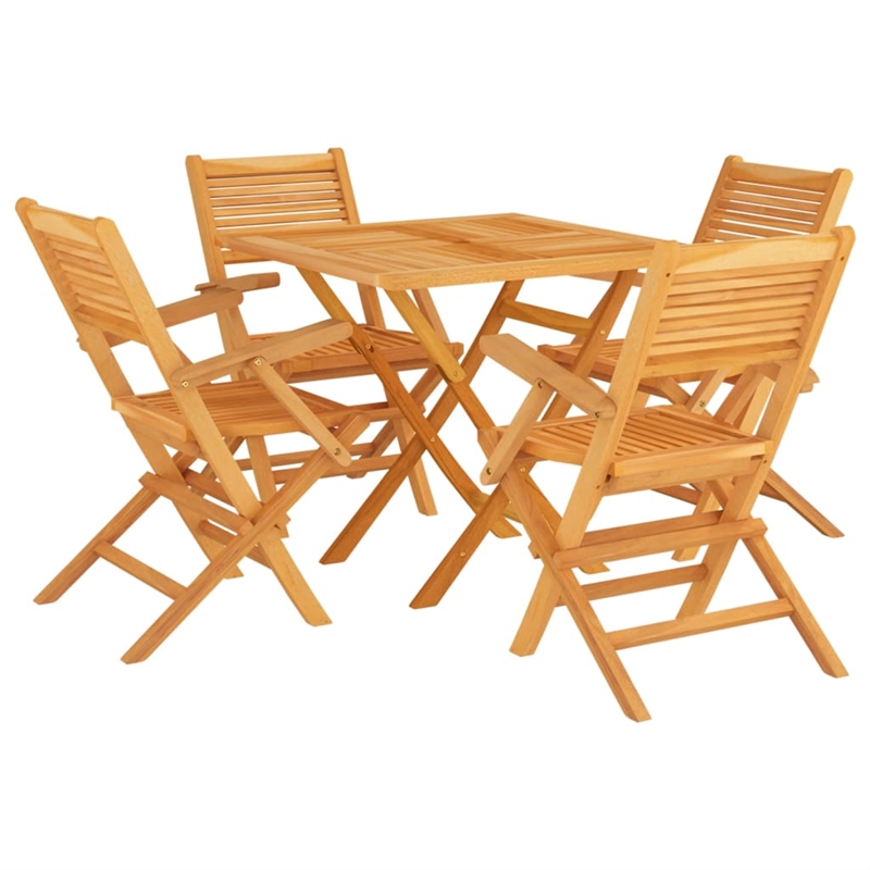 Bowery Hill Solid Teak Wood Medium Foldable Garden Dining Set in Natural Teak