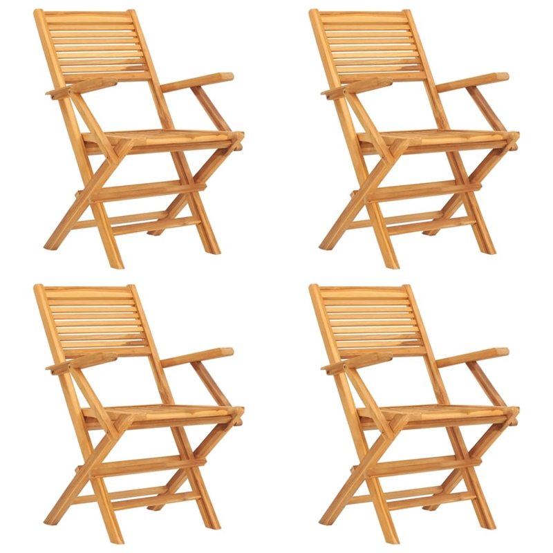 Bowery Hill Solid Teak Wood Medium Foldable Garden Dining Set in Natural Teak