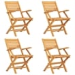 Bowery Hill Solid Teak Wood Medium Foldable Garden Dining Set in Natural Teak