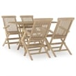 Bowery Hill Solid Teak Wood 5 Piece Foldable Garden Dining Set in Gray