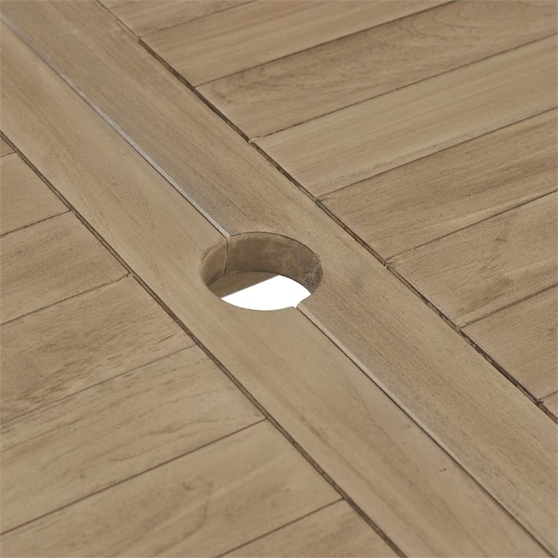 Bowery Hill Solid Teak Wood 5 Piece Foldable Garden Dining Set in Gray