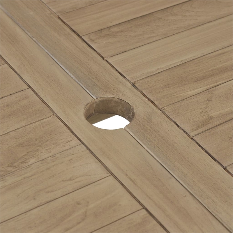 Bowery Hill Solid Teak Wood 5 Piece Foldable Garden Dining Set in Gray