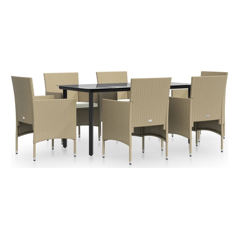 Bowery Hill Contemporary Garden Dining Set in Beige and Black