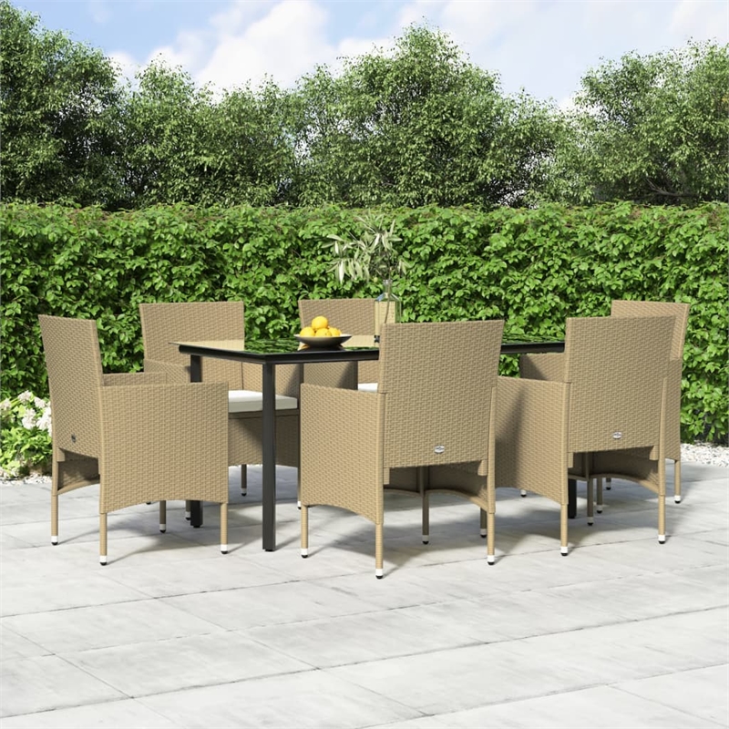 Bowery Hill Contemporary Garden Dining Set in Beige and Black