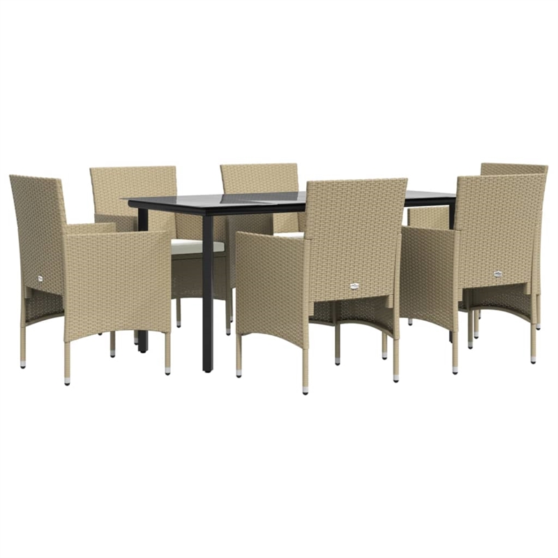 Bowery Hill Contemporary Garden Dining Set in Beige and Black