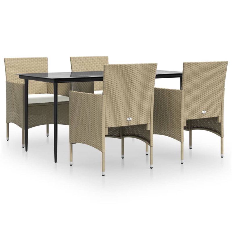 Bowery Hill Contemporary Garden Dining Set in Beige and Black
