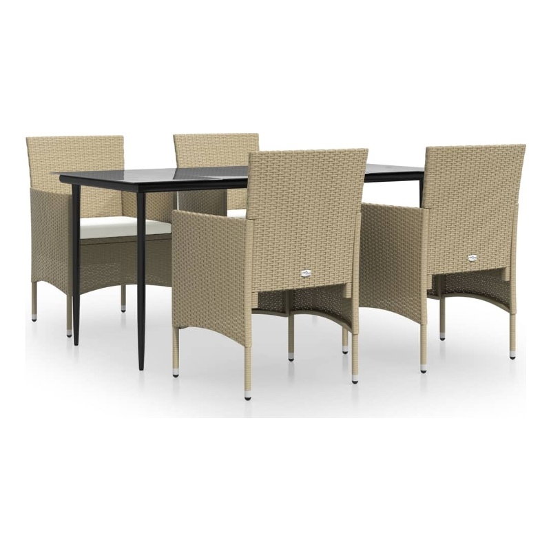 Bowery Hill Contemporary Garden Dining Set in Beige and Black