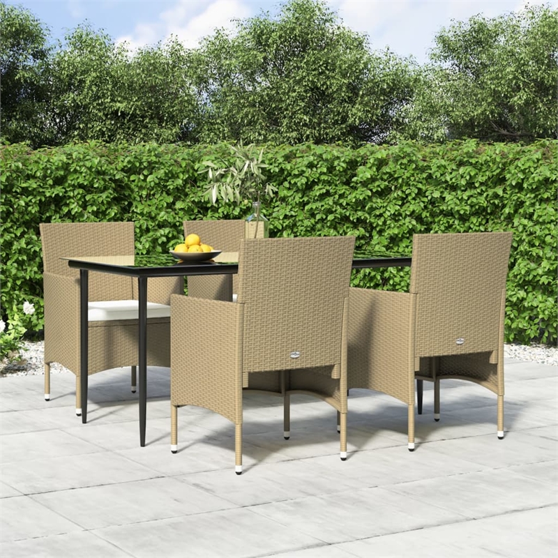 Bowery Hill Contemporary Garden Dining Set in Beige and Black