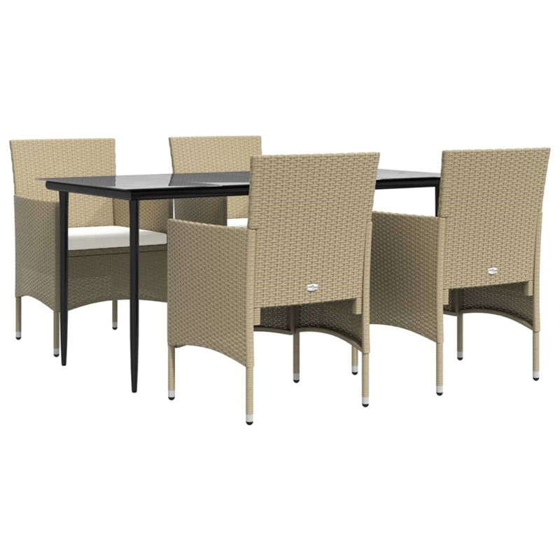 Bowery Hill Contemporary Garden Dining Set in Beige and Black