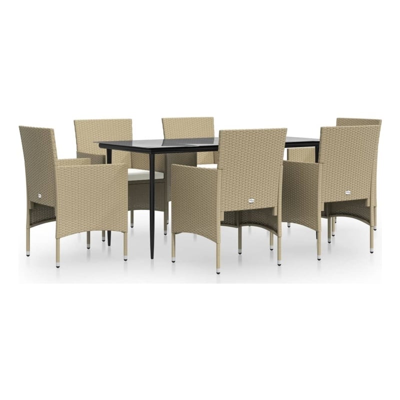 Bowery Hill Contemporary Garden Dining Set in Beige and Black