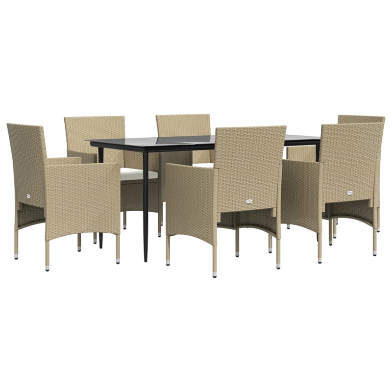 Bowery Hill Contemporary Garden Dining Set in Beige and Black