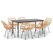 Bowery Hill Contemporary 7 Piece Garden Dining Set in Black/Brown
