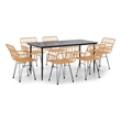 Bowery Hill Contemporary 7 Piece Garden Dining Set in Black/Brown