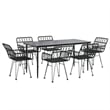 Bowery Hill Steel & Tempered Glass Garden Dining Set in Black