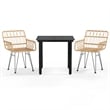 Bowery Hill Contemporary 3 Piece Garden Dining Set in Black/Brown