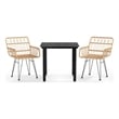 Bowery Hill Contemporary 3 Piece Garden Dining Set in Black/Brown