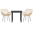 Bowery Hill Contemporary 3 Piece Garden Dining Set in Black/Brown