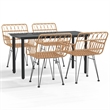 Bowery Hill Polyethylene Rattan & Steel Medium Garden Dining Set in Black/Brown