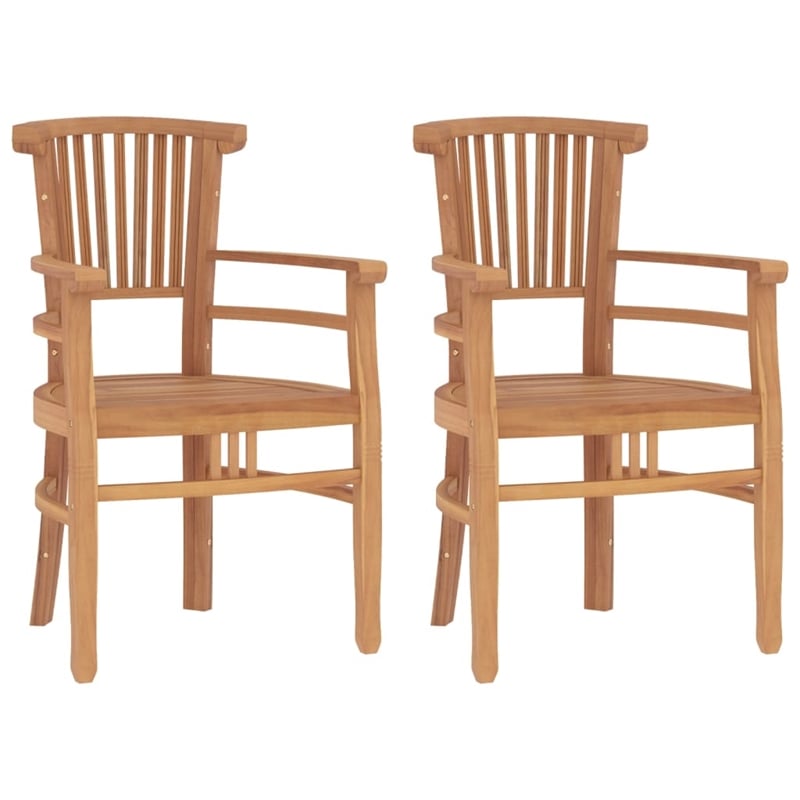 Bowery Hill Solid Teak Wood Medium Ergonomic Garden Dining Set in Brown