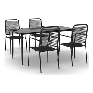 Bowery Hill Cotton Rope Medium Stackable Garden Dining Set in Black