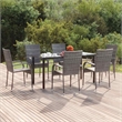 Bowery Hill PE Rattan/Powder-Coated Steel Garden Dining Set in Gray