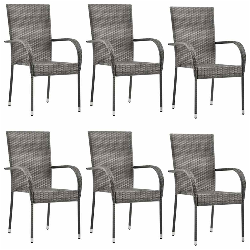 Bowery Hill PE Rattan/Powder-Coated Steel Garden Dining Set in Gray